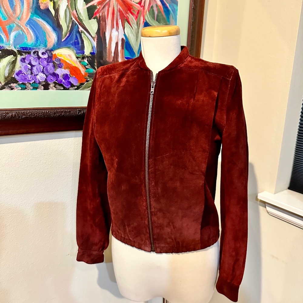 Vtg.70s Beged-Or Isreal Cognac Suede Bomber Jacket. - Sz XS